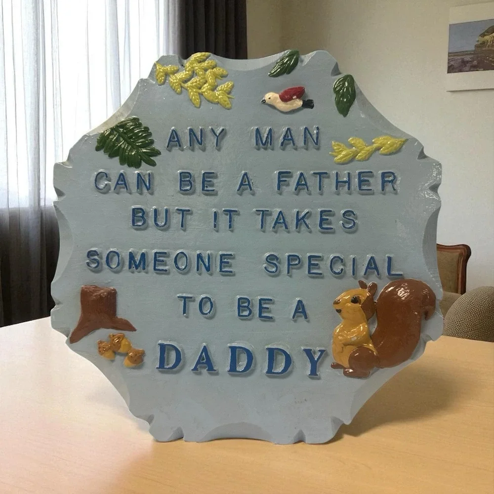 Vintage Father's Day Dad Daddy Bird Squirrel Chalkware Plaster‎ Wall Plaque Gift